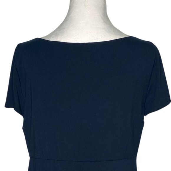 J. Crew Navy, Short Sleeve, Pleated, Midi Dress, Size Large - Picture 5 of 10